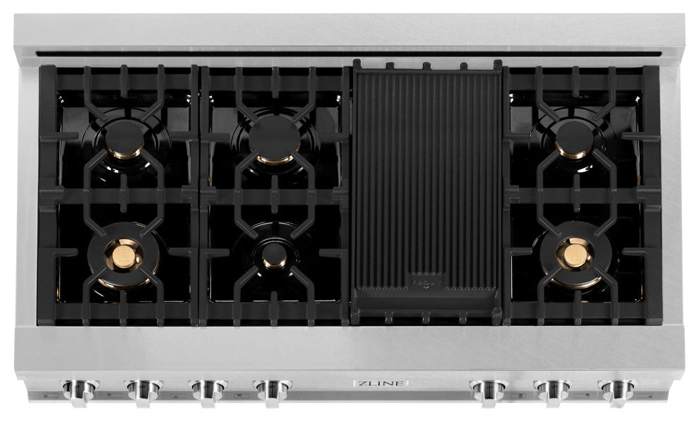 ZLINE 48" Gas Stovetop in Fingerprint Resistant Stainless Steel and Griddle