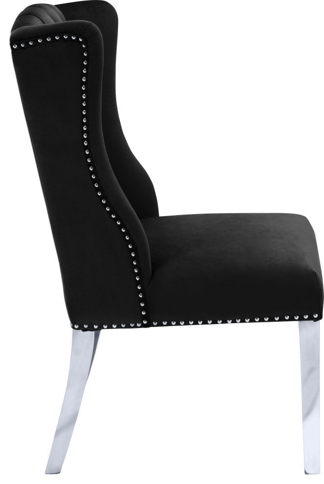 Suri Velvet Upholstered Dining Chair, Black
