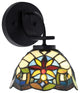 Cavella 1 Light Wall Sconce, Matte Black Finish, 7" Earth Star Art Glass