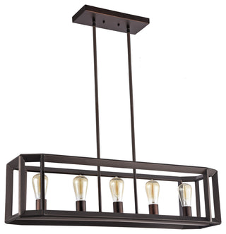 IRONCLAD, Industrial-style 5 Light Rubbed Bronze Ceiling Pendant, 34" Wide