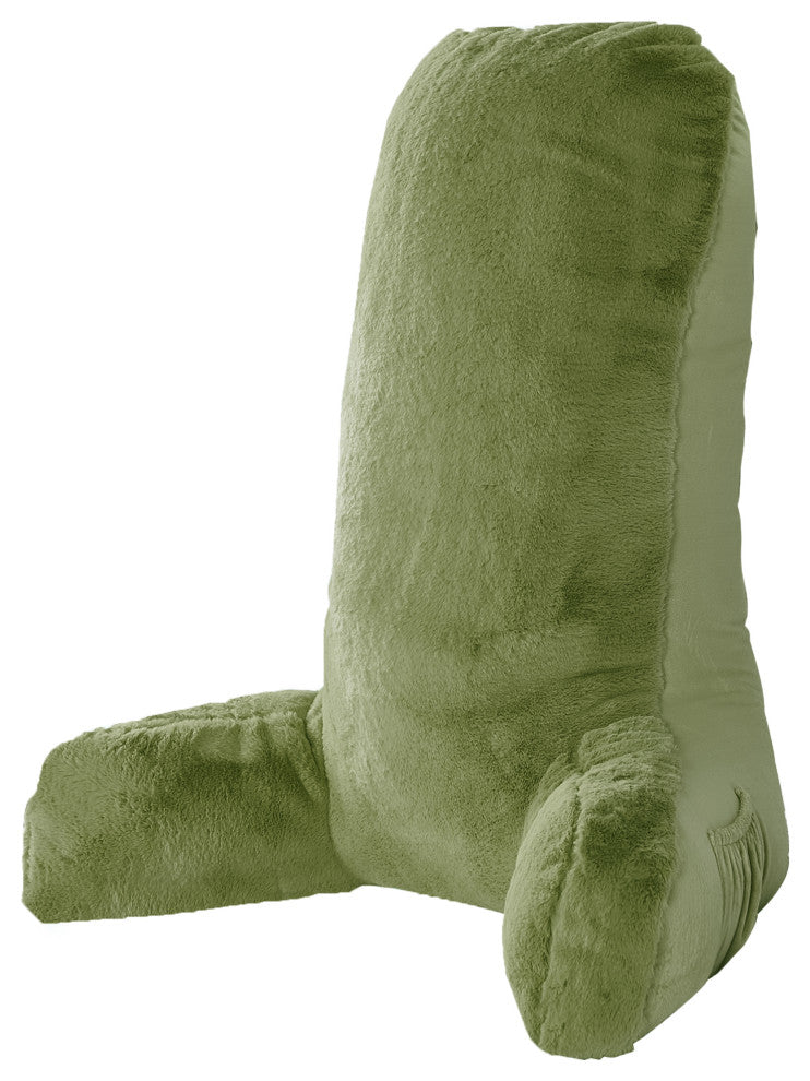 Fox Faux Fur Bedrest, Needs Assembly, Green Moss, 28"x30"x17"