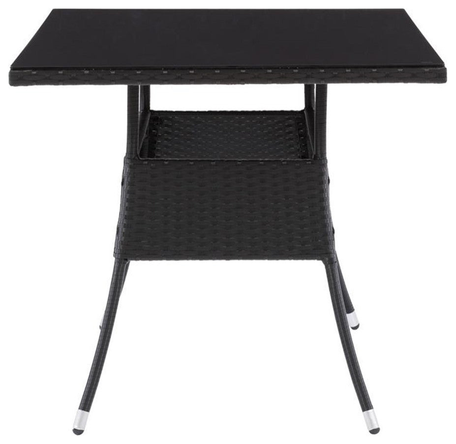 Afuera Living Patio Rectangular Dining Table in Black Resin Rattan Wicker