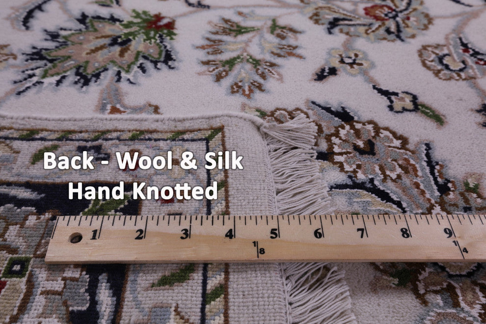 6' 1" X 9' 1" Persian Nain Handmade Wool & Silk Rug - Q14730
