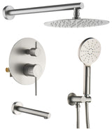 Circular Pressure 3-Function Shower System, Rough-In Valve, Brushed Nickel
