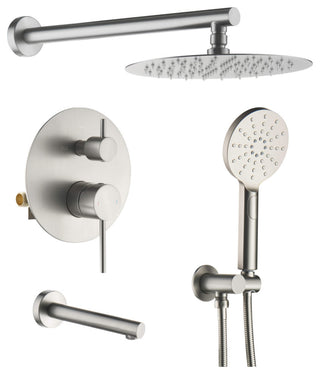Circular Pressure 3-Function Shower System, Rough-In Valve, Brushed Nickel