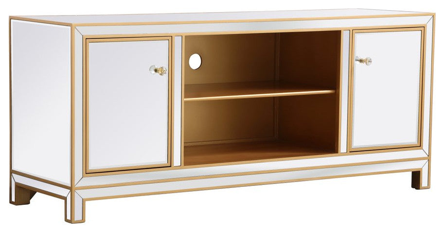 Rosie 60" Mirrored TV Stand, Gold