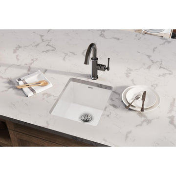 SWU1517WH Elkay Fireclay 16-7/16" Undermount Bar Sink, White