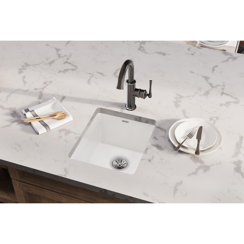 SWU1517WH Elkay Fireclay 16-7/16" Undermount Bar Sink, White