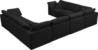 Plush Velvet / Down Standard Comfort 8-Piece U-Shaped Modular Sectional, Black
