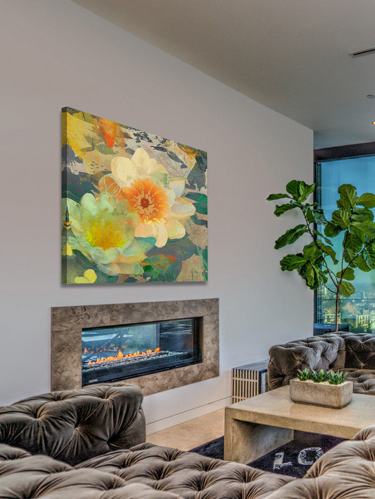 "Lilies Under a Bridge" Painting Print on Wrapped Canvas