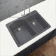 Aversa 33" silQ Granite Drop-in Double Bowl Kitchen Sink with 1 Hole in Grey