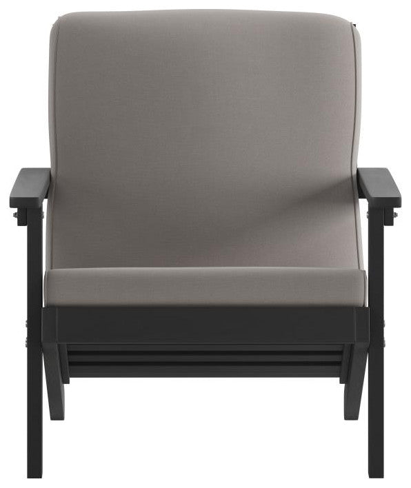 Charlestown All-Weather Poly Resin Wood Adirondack Club Chair with Cushions, Bla
