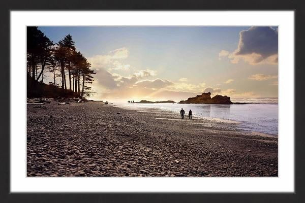 "Sunset Beach Walk" Framed Painting Print, 24"x16"