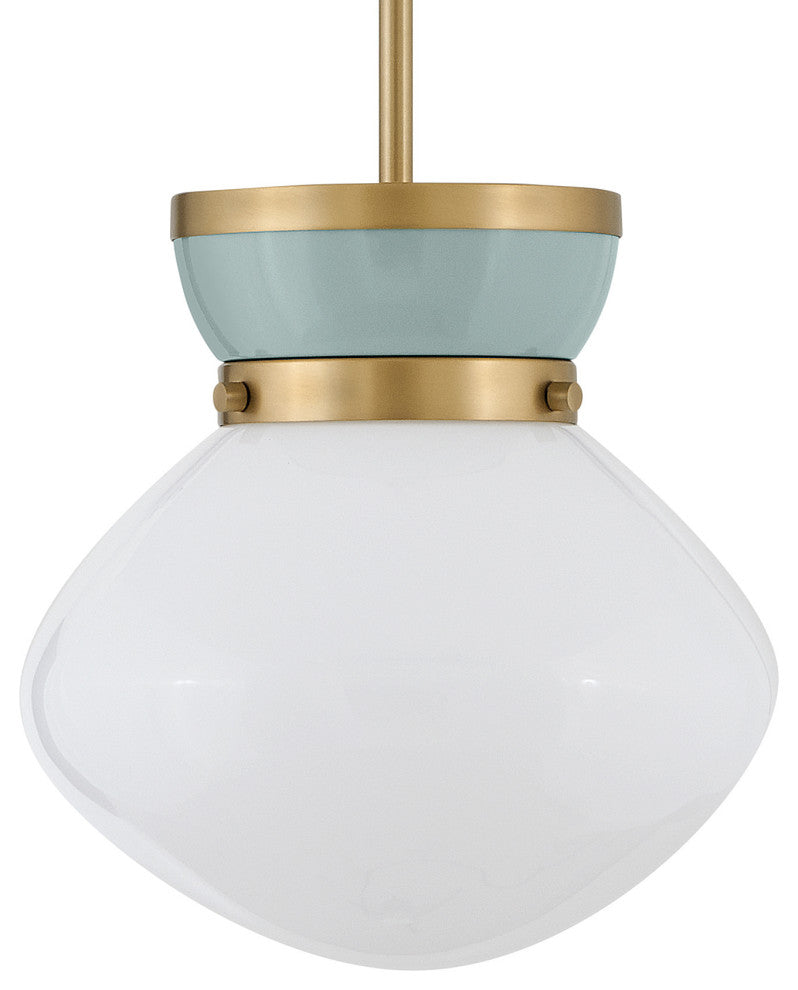 Lark 83607 Lucy 10"W Mini Pendant - Lacquered Brass / Seafoam