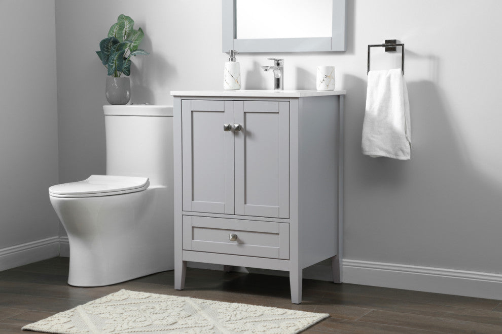 24" SIngle Bathroom Vanity, Grey