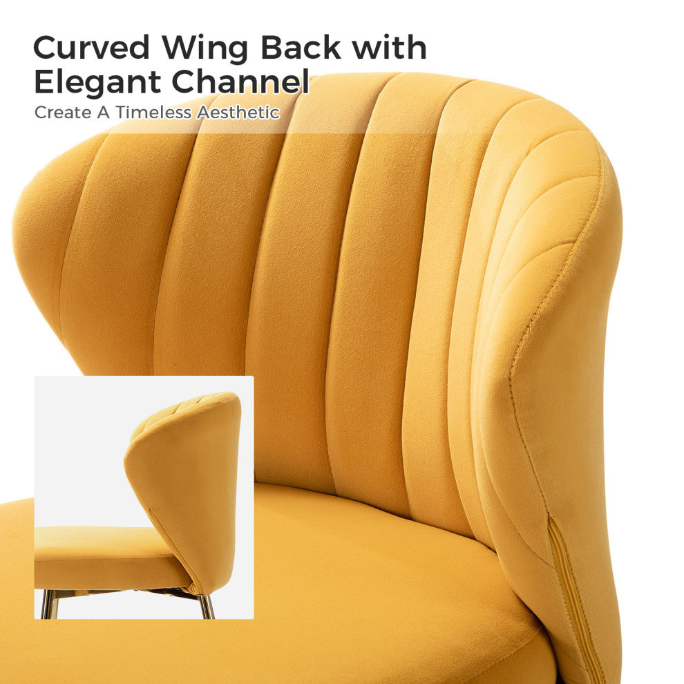 Luna Contemporary Side Chair With Tufted Back, Mustard