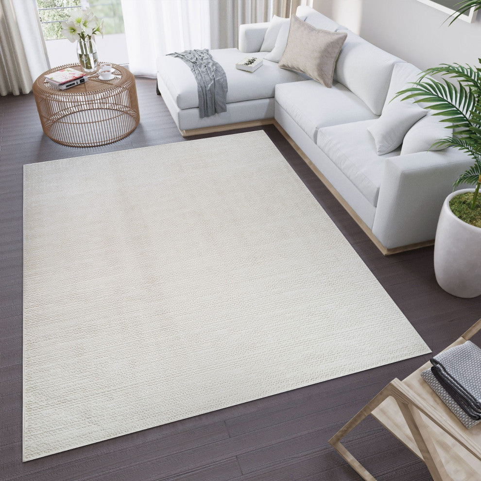 High-Low Preston Ivory/Beige Rug, Ivory, 5'x7'10"