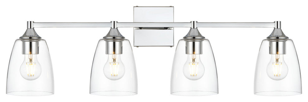4 Light Chrome And Clear Bath Sconce