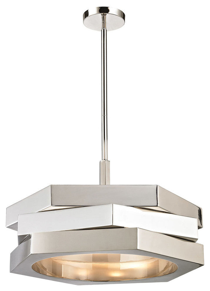 Facet 3-Light Pendant, Polished Nickel