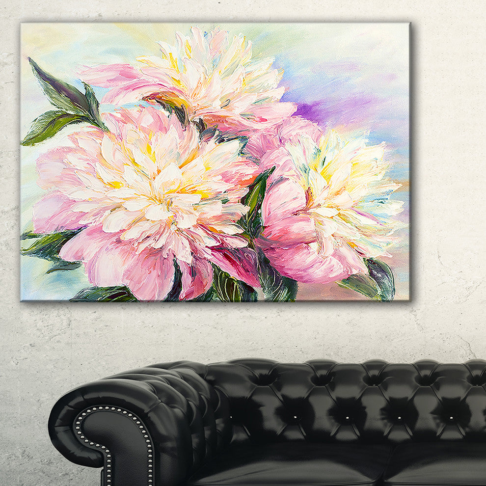 "Blooming Pink Peonies" Canvas Print, 1 Panel, 60"x28"