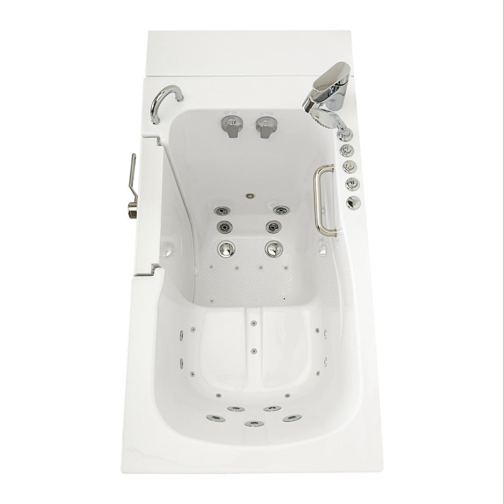 Ella Capri 30"x52" Air+Hydro Massage Walk-In Bathtub, Outward Swing Door, Faucet