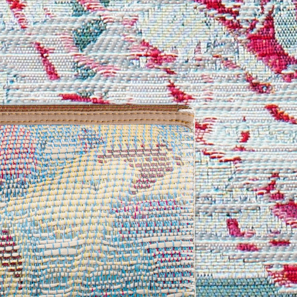 Safavieh Barbados Collection Indoor-Outdoor, BAR525 Rug, Teal/White, 2'8"x10'5"