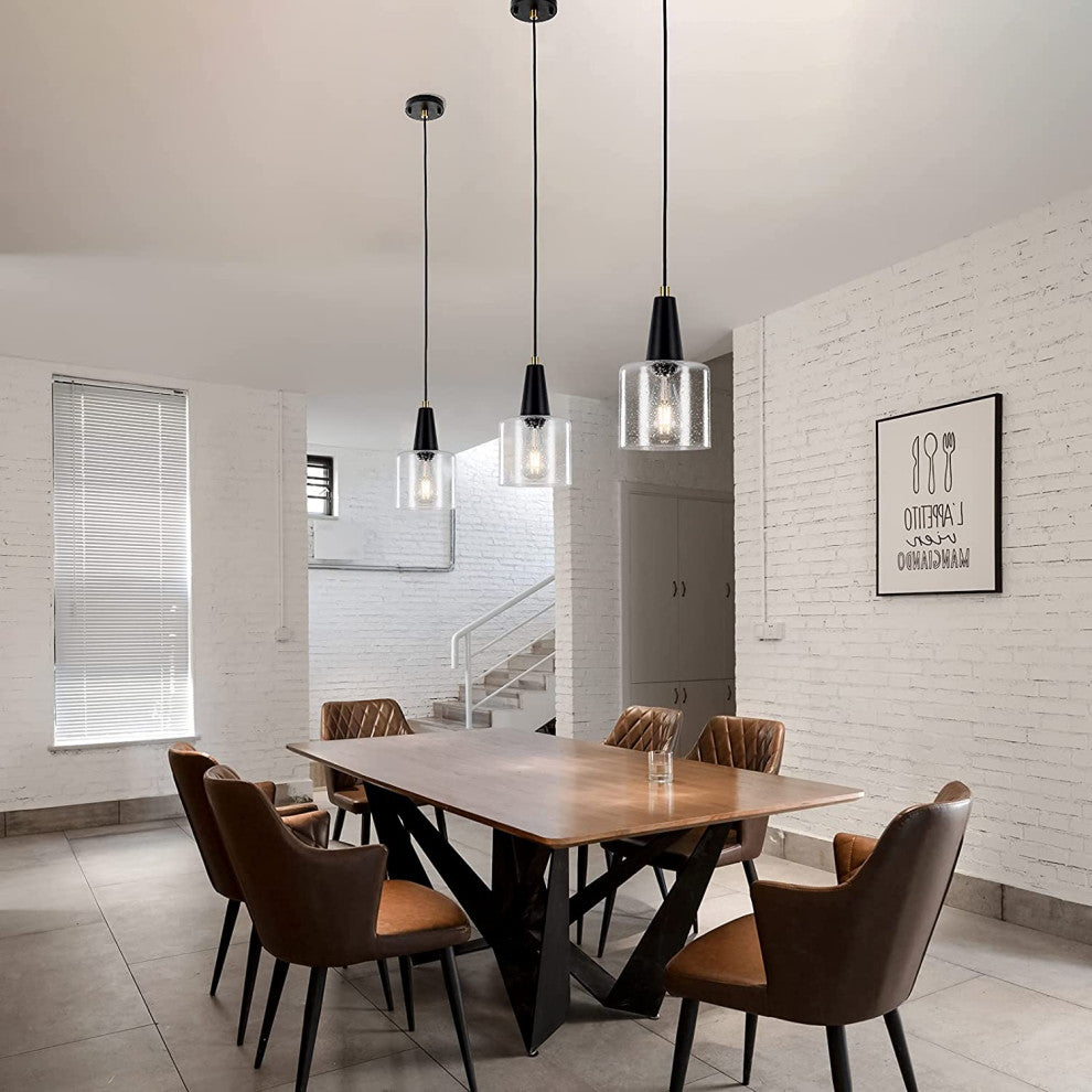 Modern Black Hanging Lighting Glass Pendant Lamp Bar Light