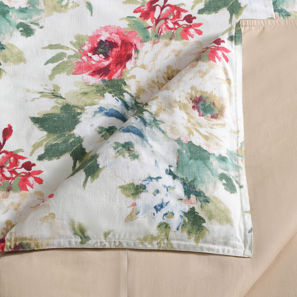 Peony Washed Linen Comforter Set, Blossom, 3 Piece, Blossom, Super King