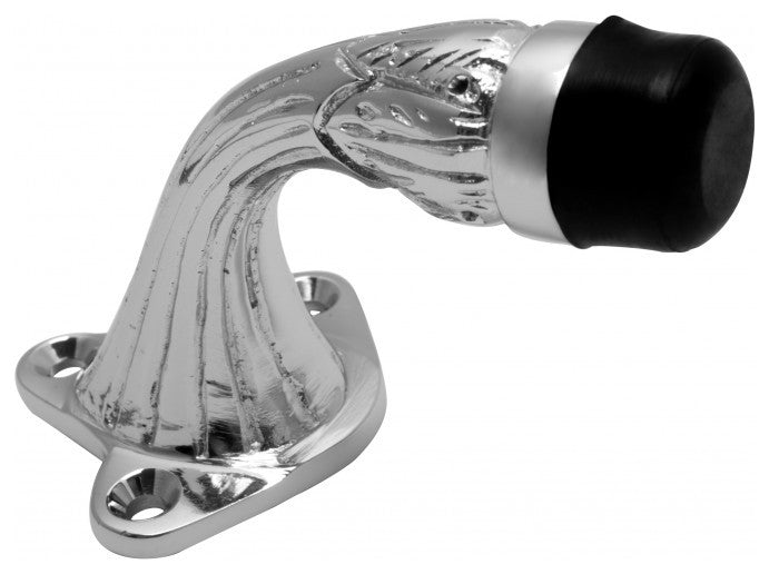 Floor Mount Door Bumper Chrome-Plated Brass Romanesque