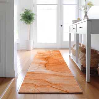 Premium Machine Washable Mayfield AMF507 Orange 2'3" x 7'6" Runner Rug