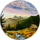 Sunset In Mountains, Landscape Round Wall Art, 11"