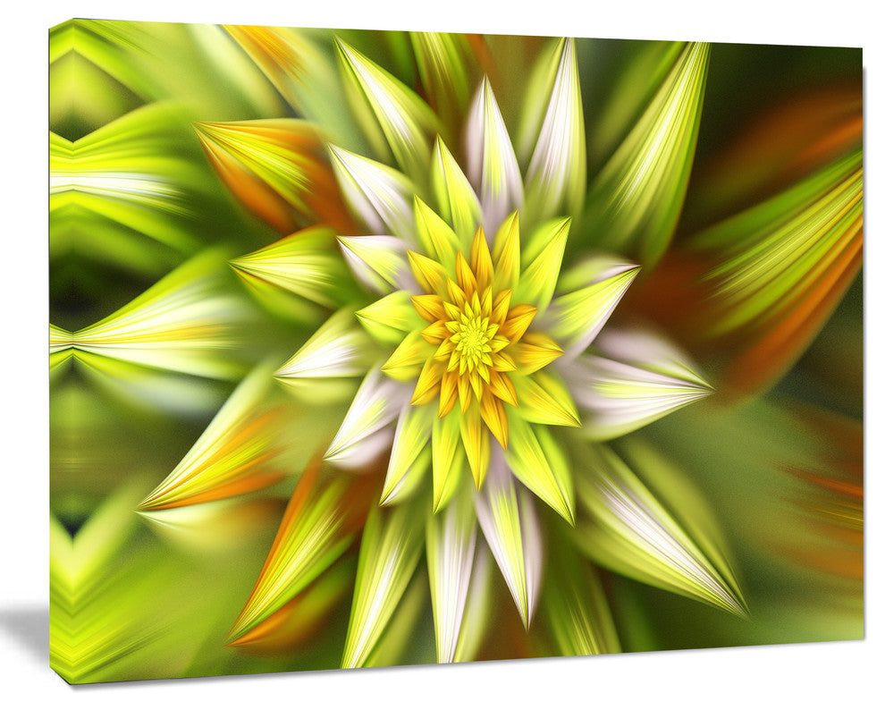 Huge Yellow Fractal Flower, Floral Canvas Art Print, 40"x30"