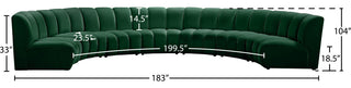 Infinity Channel Tufted Velvet Modular Chair, Green, 7 Piece