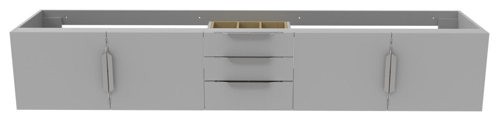 CastelloUSA Alpine 84" Wall Mounted Vanity, Base Only, Gray, Brushed Nickel