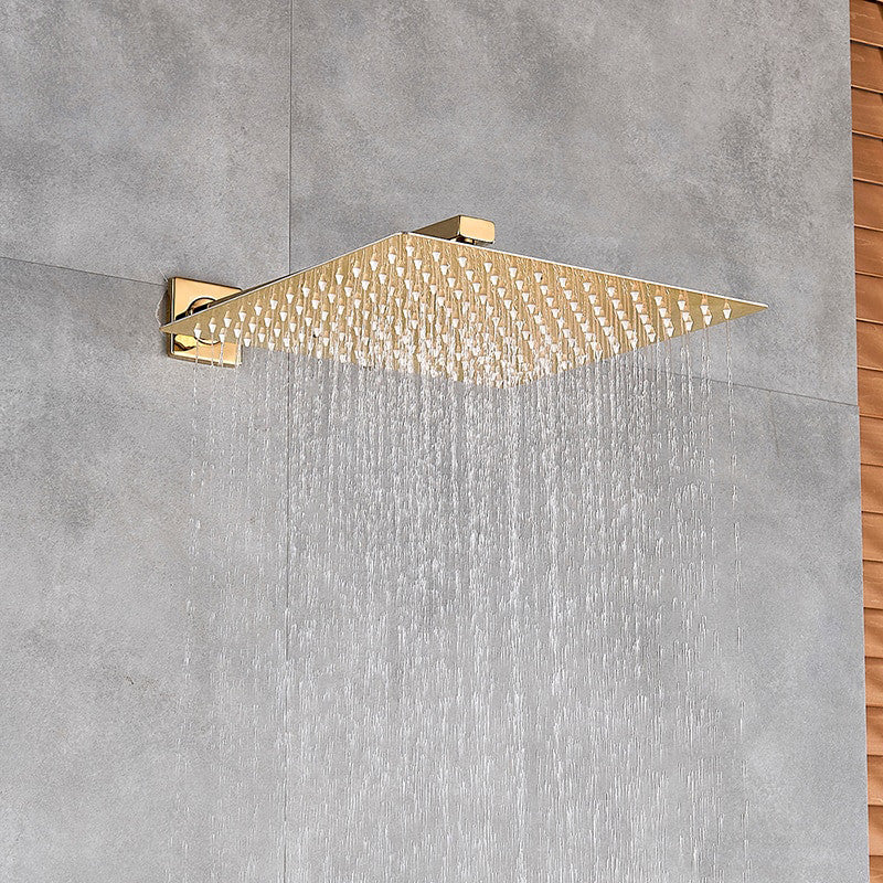 BathSelect Designer Gold Finish Brass 12" Shower Head