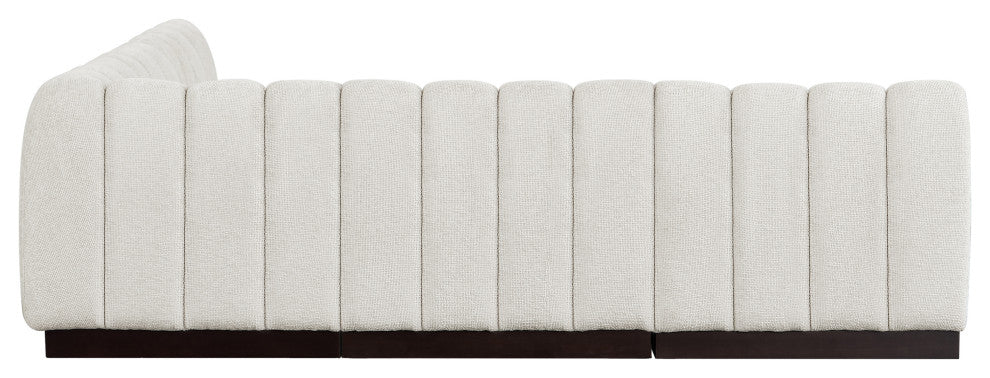 Quinn Chenille Upholstered 5-Piece L-Shaped Modular Sectional, Cream