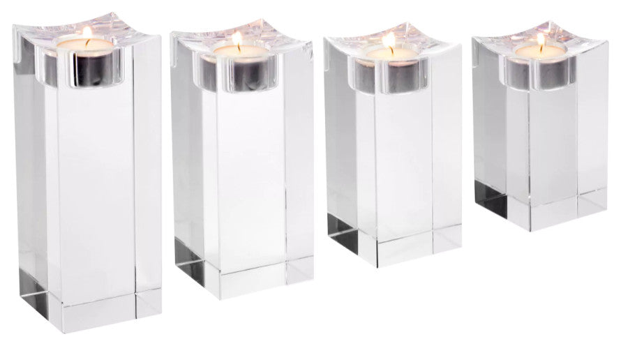 Crystal Tealight Holder, 4-Piece Set, Eichholtz Giancarlo, High