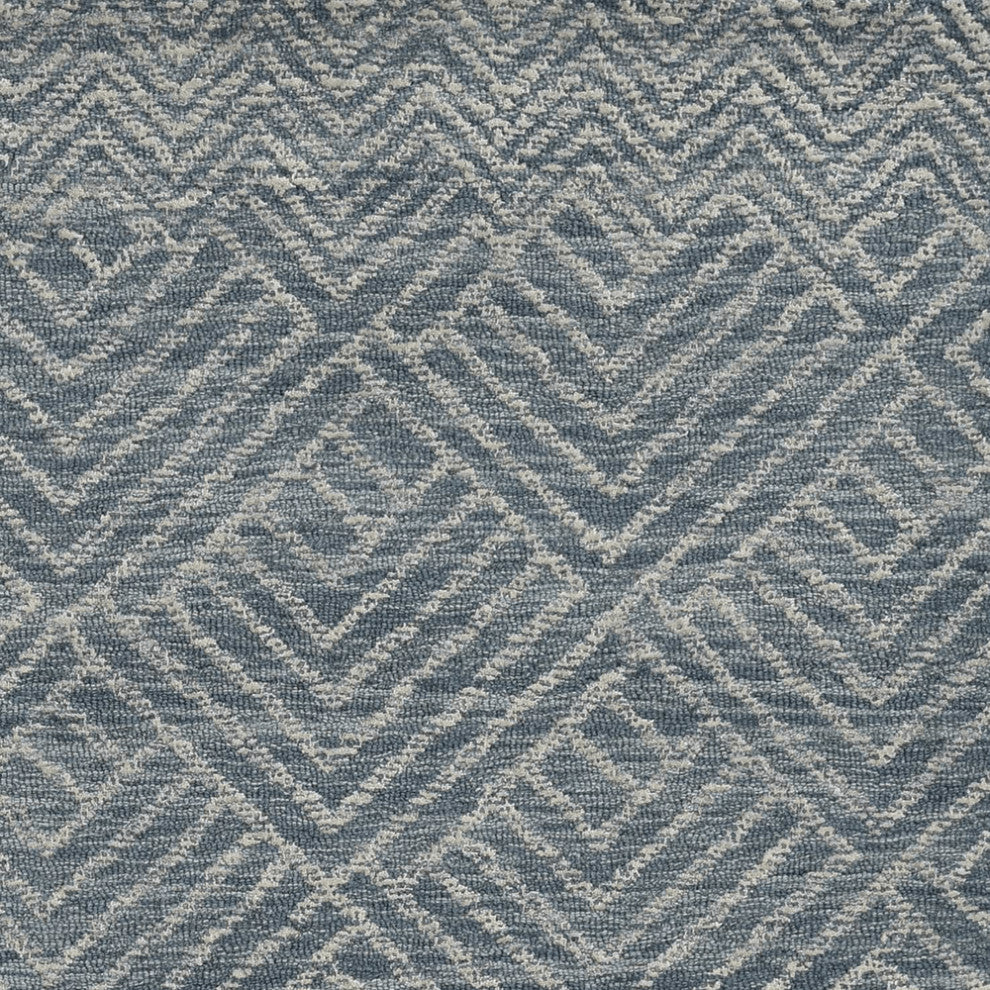 5'X7' Denim Blue Hand Tufted Space Dyed Geometric Indoor Area Rug