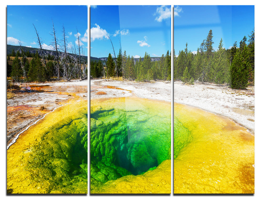 "Morning Glory Pool Close-up" Photo Metal Wall Art, 3 Panels, 36"x28"