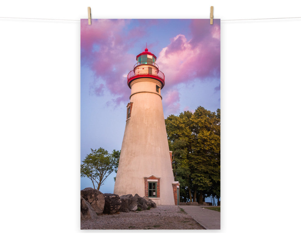 Marblehead Lighthouse at Sunset Coastal Landscape Unframed Wall Art Prints, 12" X 18"