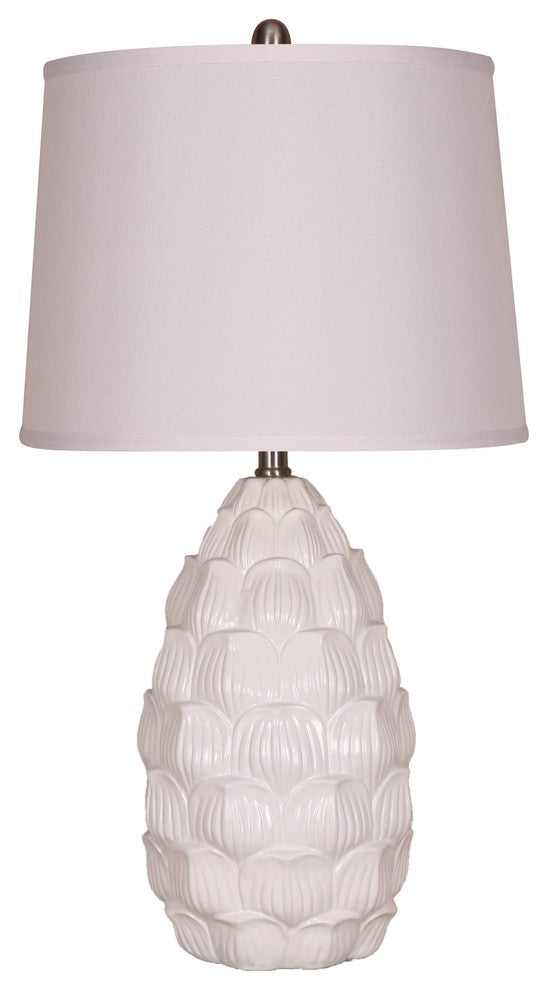 Elegant Designs Resin Table Lamp With Fabric Shade, White