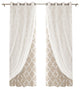 Gathered Tulle and Moroccan Trellis 4-Piece Darkening Curtain Set, Beige