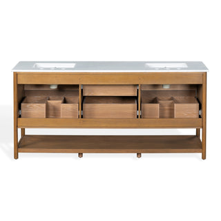 Safavieh Couture Jaylessa Vanity, Medium Oak/White, 72In