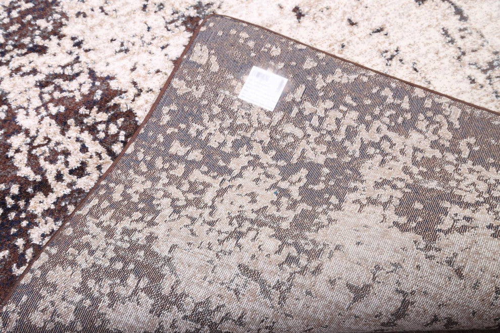 Transitional Distressed Oriental Stripes Area Rug, Beige, 6x9'