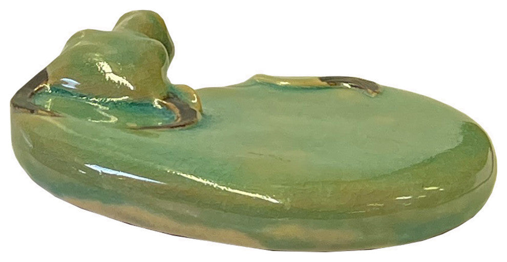Chinese Ceramic Clay Celadon Turquoise Flat Ox Cow Shape Art Figure Hws3080B