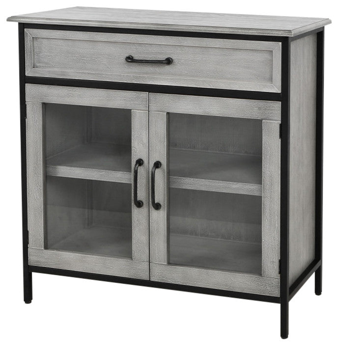 Wood and Metal Two Door Cabinet