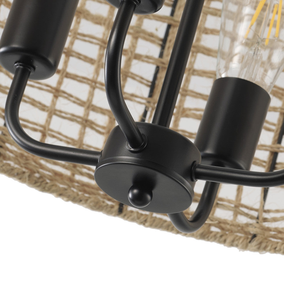Vintage 4-Light Unique Hemp Rope Pendant Lighting Fixture