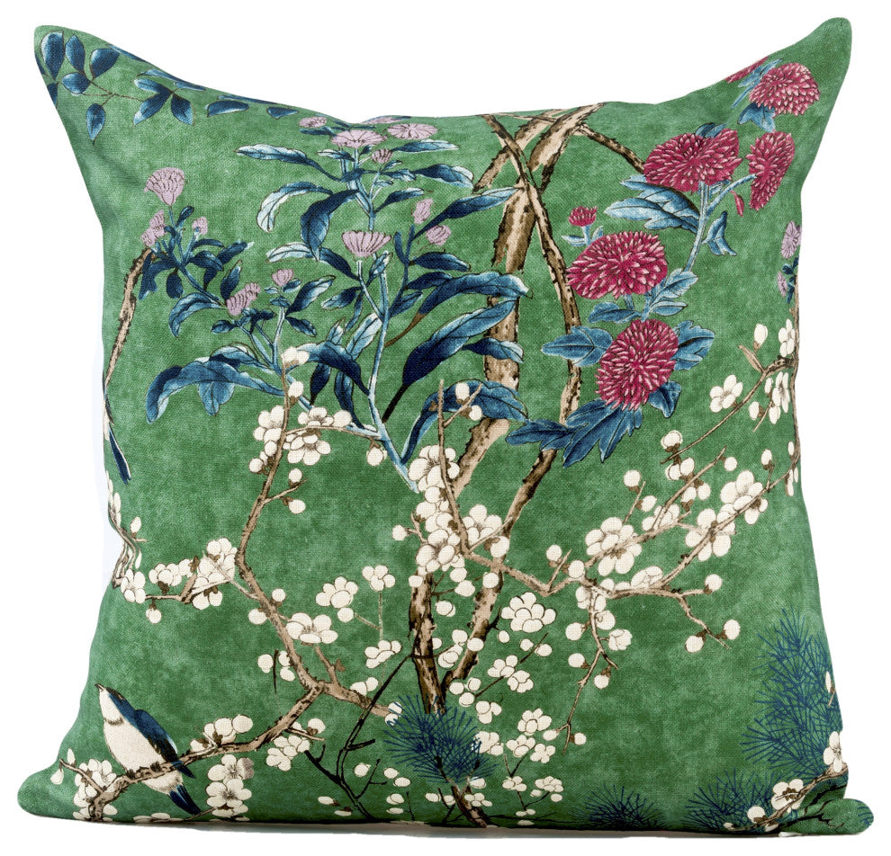 Thibaut Katsura Pillow Cover In Emerald Green, Chinoiserie Pillow Cover, 16x16
