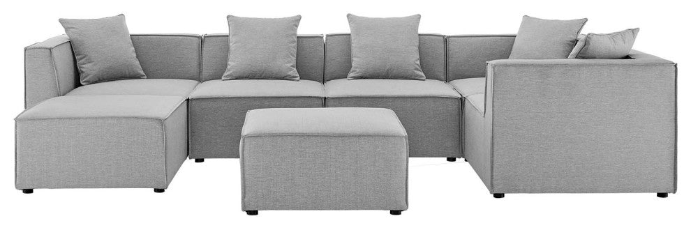 Lounge Sectional Sofa Set, Fabric, Gray, Modern, Outdoor Patio Cafe Bistro