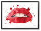 Red Lips Watercolor Splash Framed Giclee Texturized Art, 11"x14"